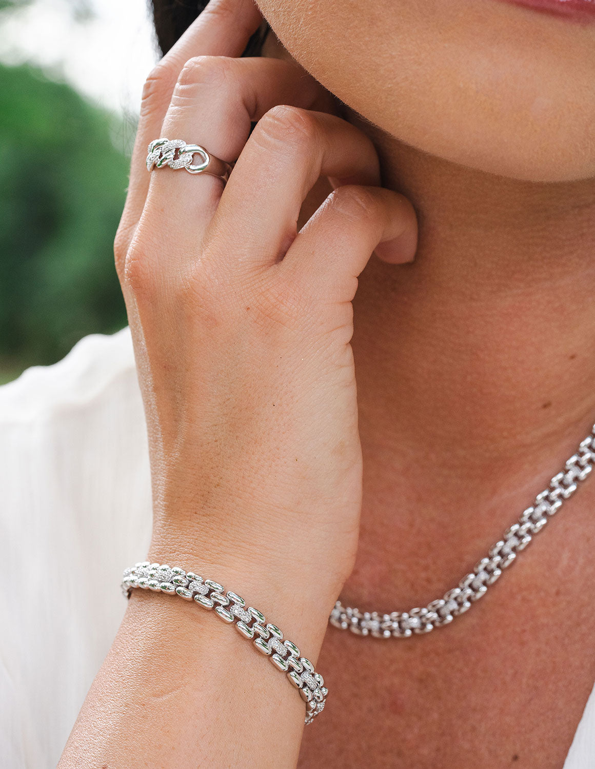 1/7ct. t.w. Diamond Panther Link Bracelet in Sterling Silver