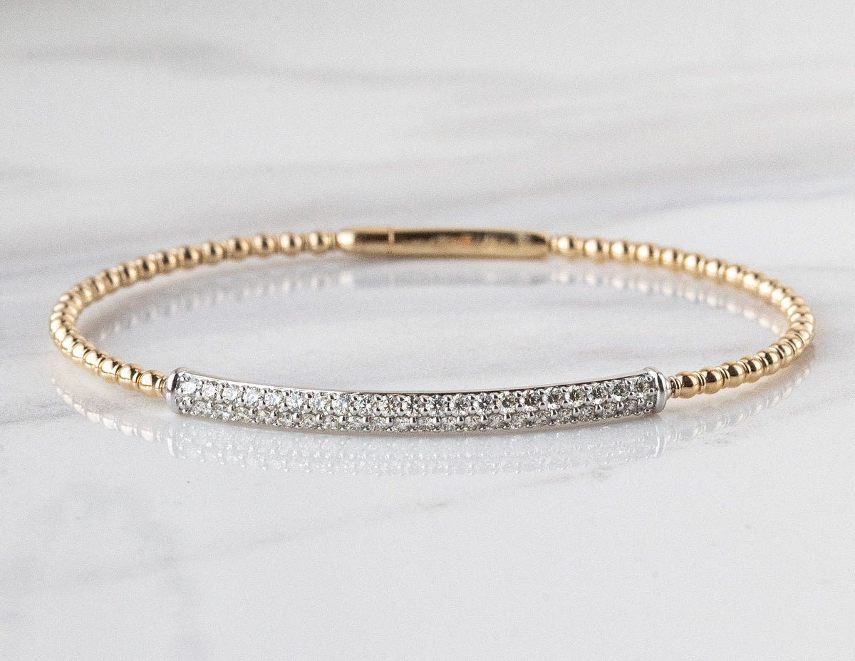 3/4ct. t.w. Diamond Flexie Bangle Bracelet in 14K Yellow and White Gold
