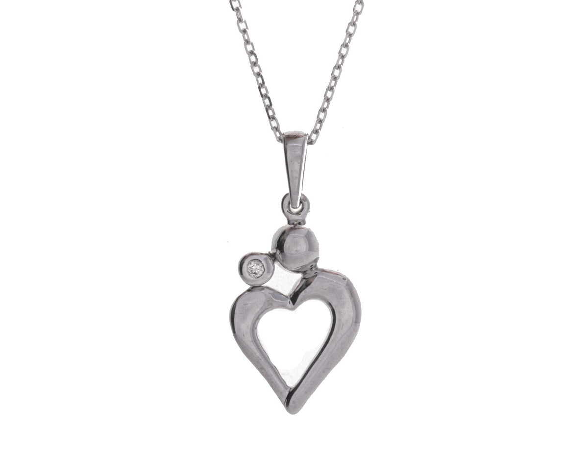 .02ct. Diamond Heart Pendant in Sterling Silver