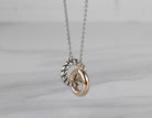 18" Double Ring Necklace in 14K Yellow Gold and Sterling Silver