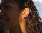 Round Cut Diamond Huggie Earrings in 14K Yellow Gold