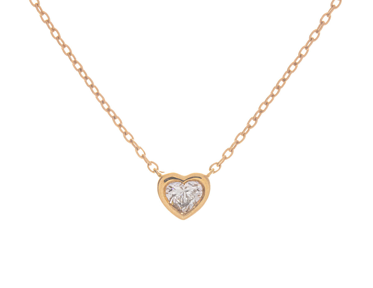 1/7ct. Diamond Bezel Heart Pendant in 10K Yellow Gold