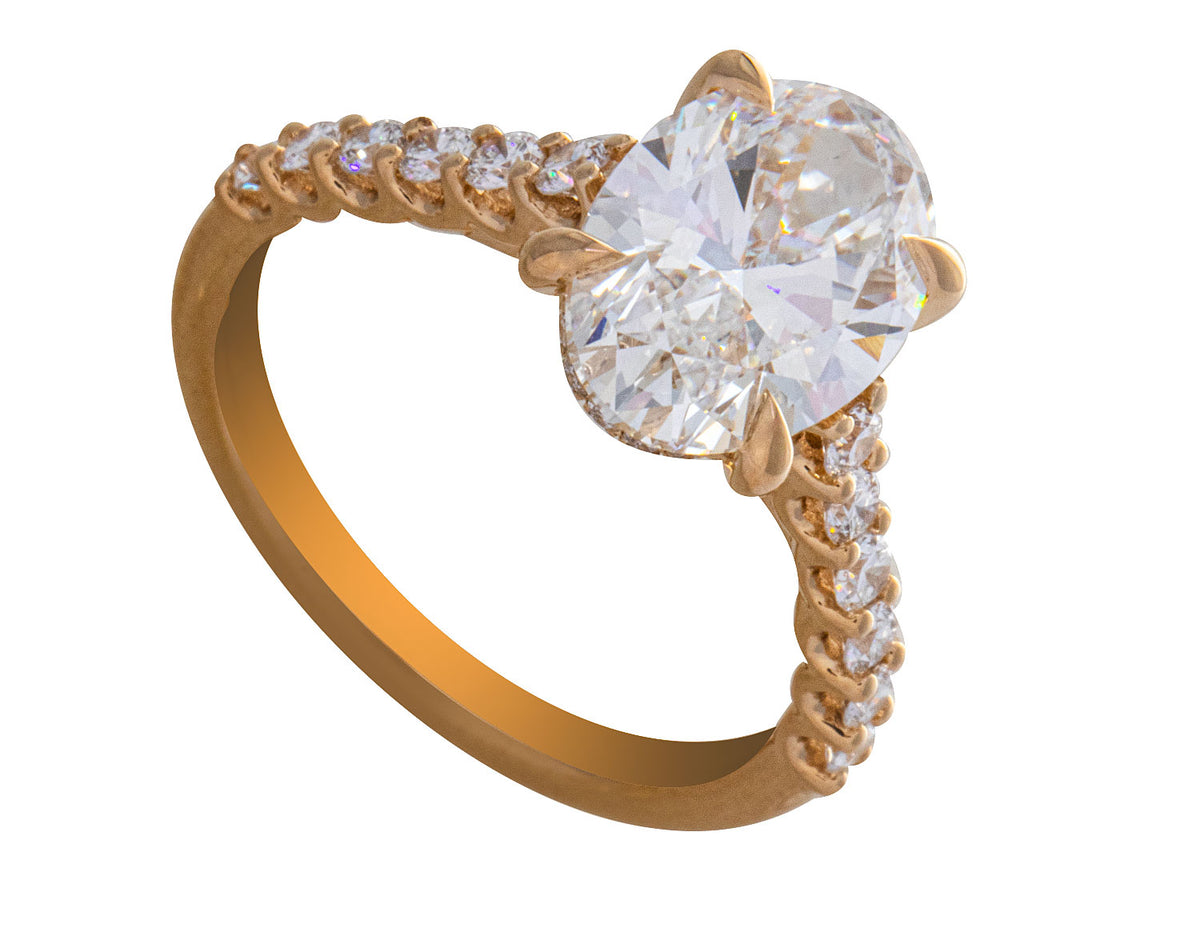3 1/2ct. t.w. Oval Cut Newborn Lab Created Diamond Engagement Ring in 14K Yellow Gold