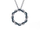 1/2ct. t.w. Blue and White Diamond Circle Pendant in 14K White Gold
