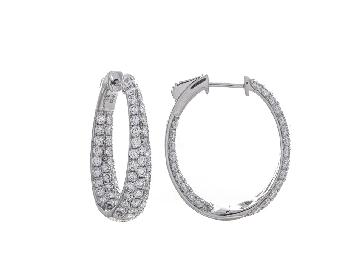 3ct. t.w. Diamond Pave Hoop Earrings in 14K White Gold