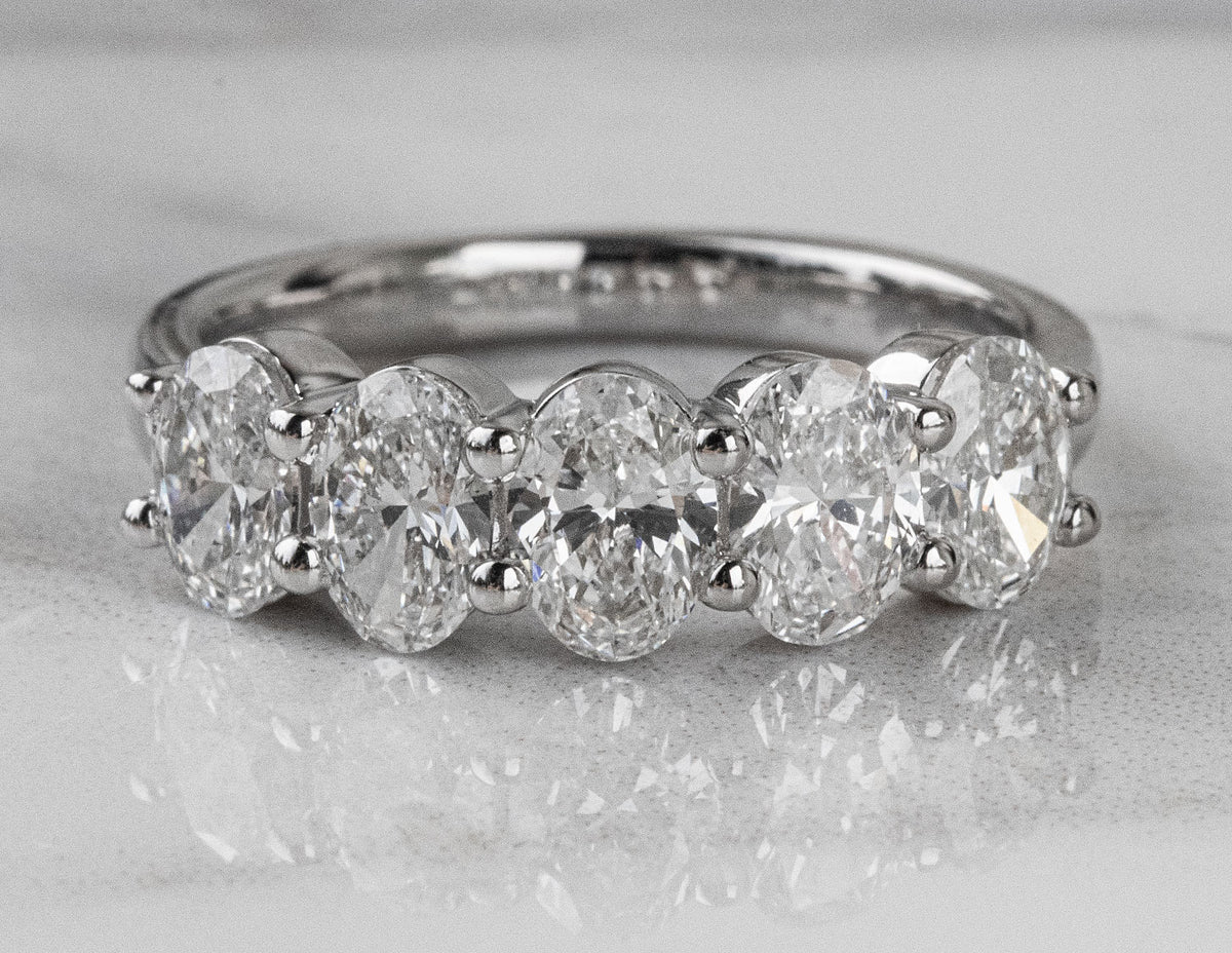 2ct. t.w. 5-Stone Oval Cut Newborn Lab Created Diamond Ring in 14K White Gold