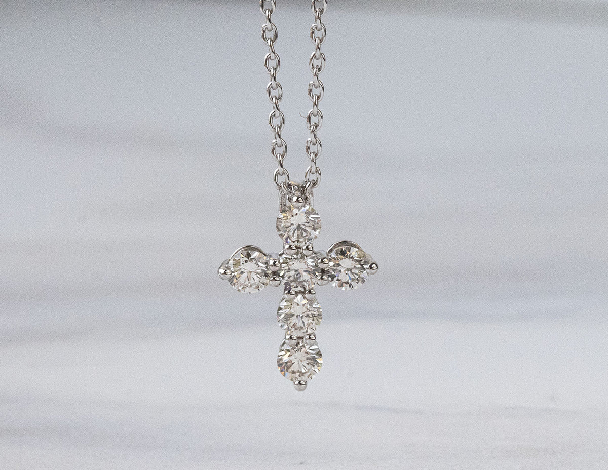 1/7ct. t.w. Diamond Cross Pendant in 14K White Gold