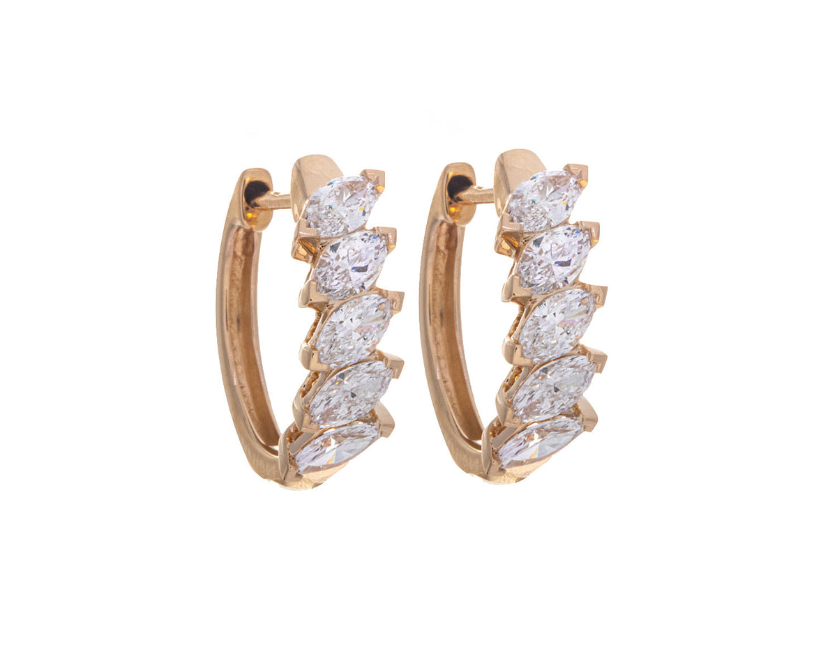 1 1/10ct. t.w. Marquise Cut Newborn Lab Created Diamond Hoop Earrings in 14K Yellow Gold