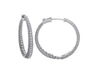 14K White Gold Pave Hoop Earrings