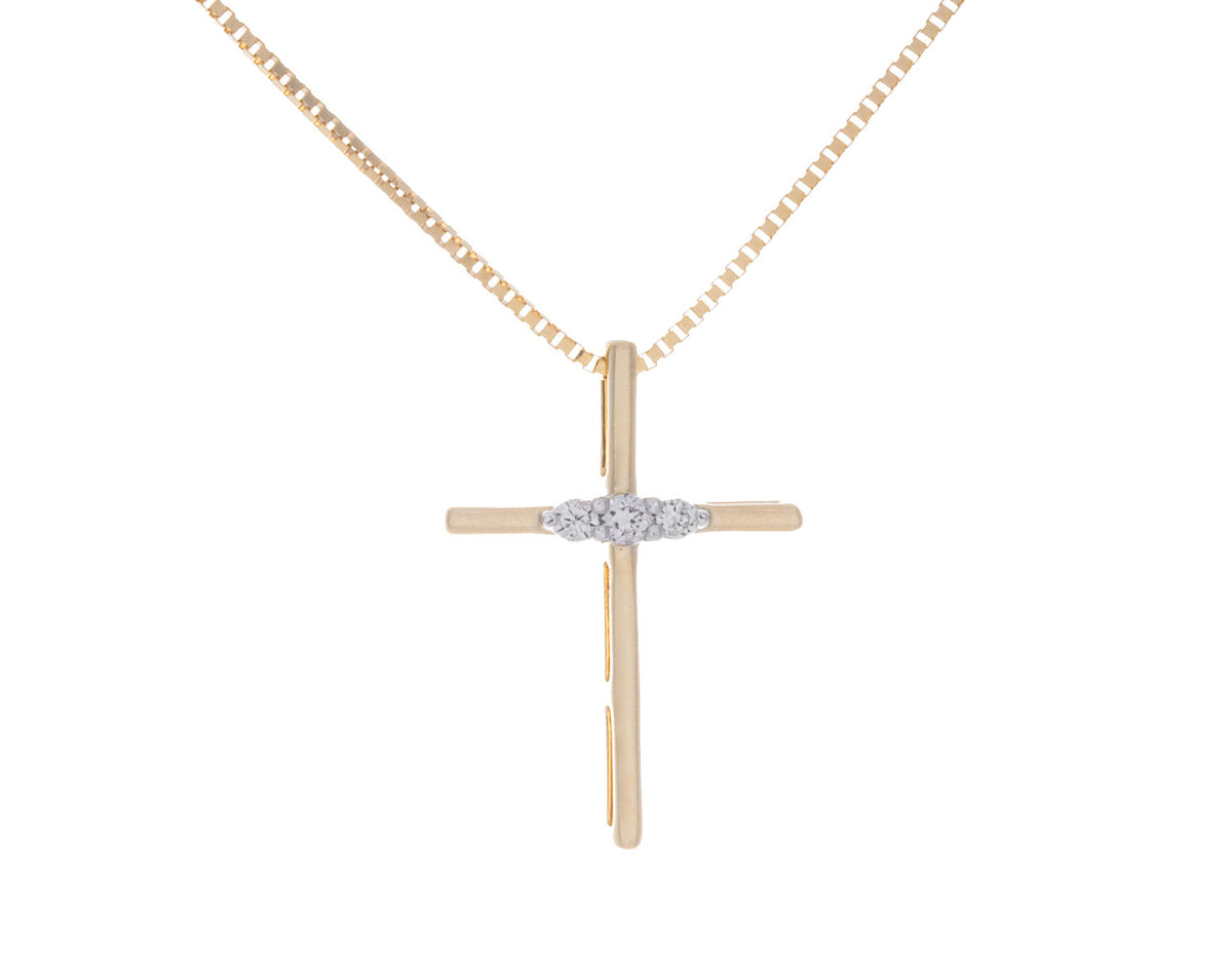 .05ct. t.w. Cross Pendant in 10K Yellow Gold
