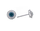 7/8ct. t.w. Blue & White Diamond Flower Earrings in 14K White Gold