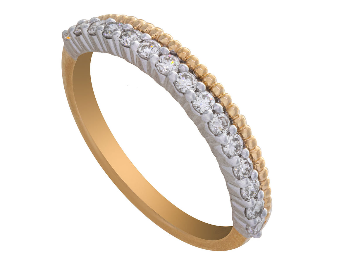 1/3ct. t.w. Diamond Beaded Fashion Ring in 14K Yellow and White Gold