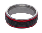 8mm Red Accent Tungsten Men's Wedding Ring