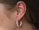 3ct. t.w. Diamond Pave Hoop Earrings in 14K White Gold