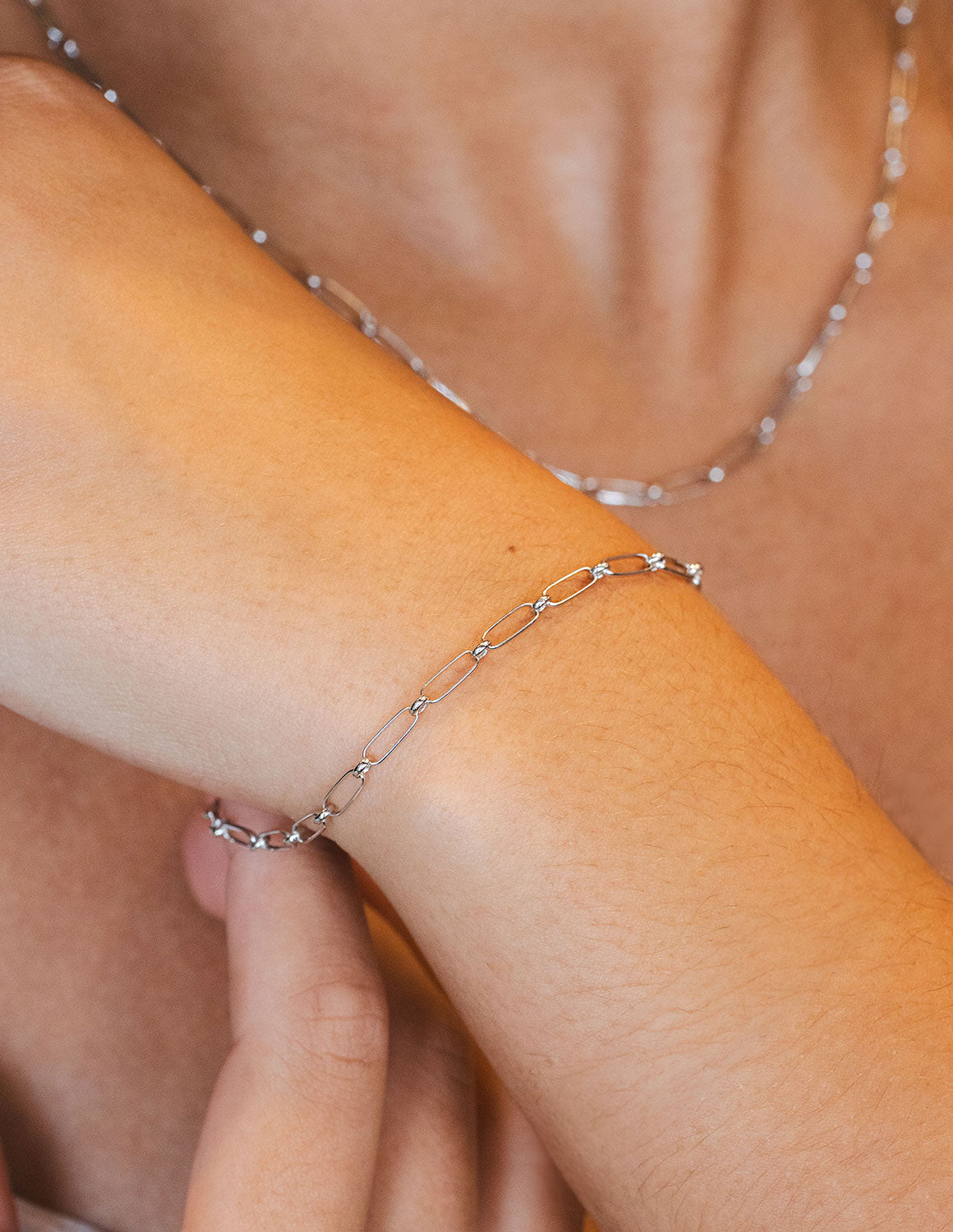 Sterling Silver Oval & Round Open Link Chain Bracelet