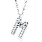 18" Stainless Steel Bubble Initial "M" Pendant