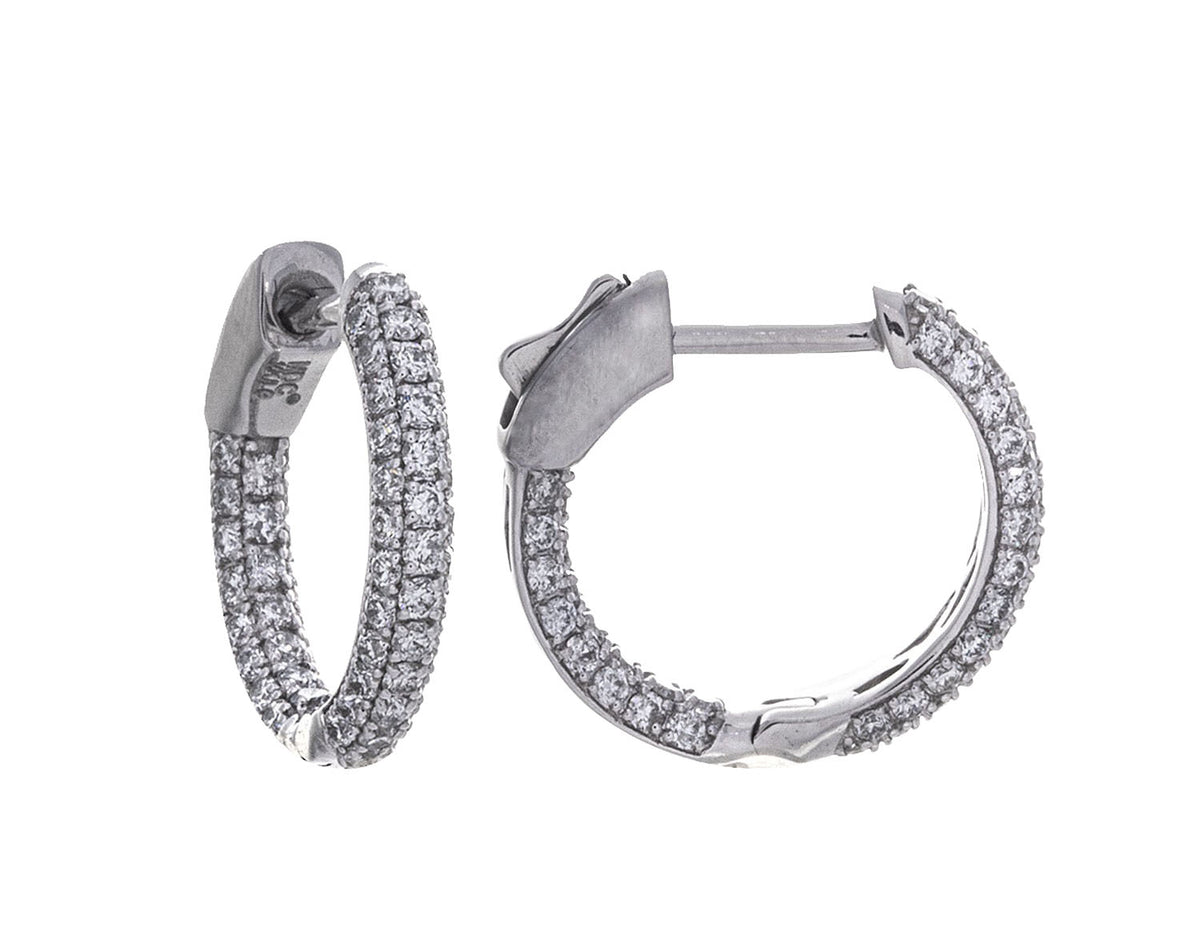 1ct. t.w. Newborn Lab Created Diamond Pave Hoop Earrings in 14K White Gold