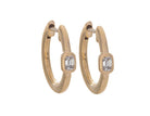 1/5ct. t.w. Emerald Cut Diamond Bezel Set Hoop Earrings in 14K Yellow Gold
