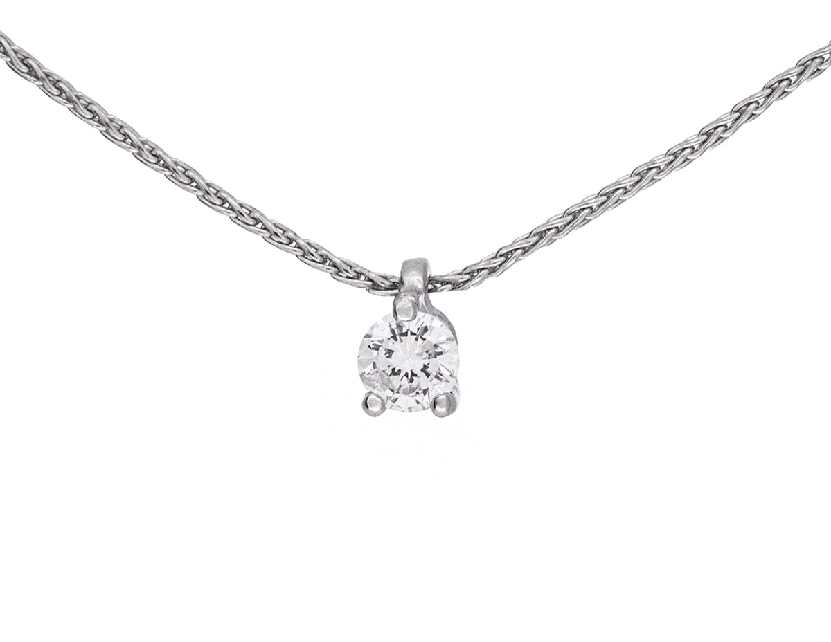 Pendant With Wheat Chain in 14K White Gold