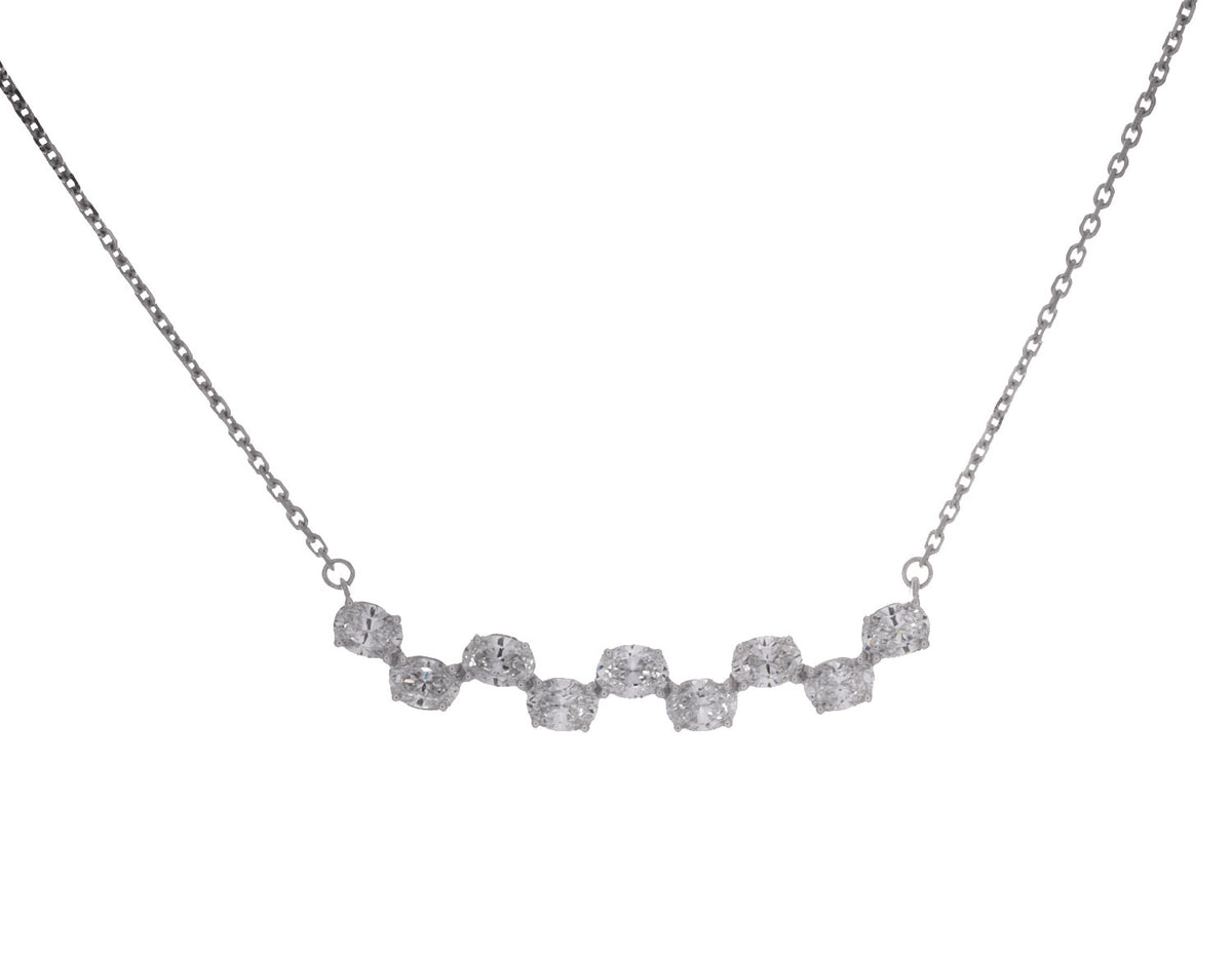 1 2/5ct. t.w. Diamond Curved Bar Necklace in 14K White Gold