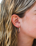 Diamond Cut Tube Round Hoop Earrings in Sterling Silver