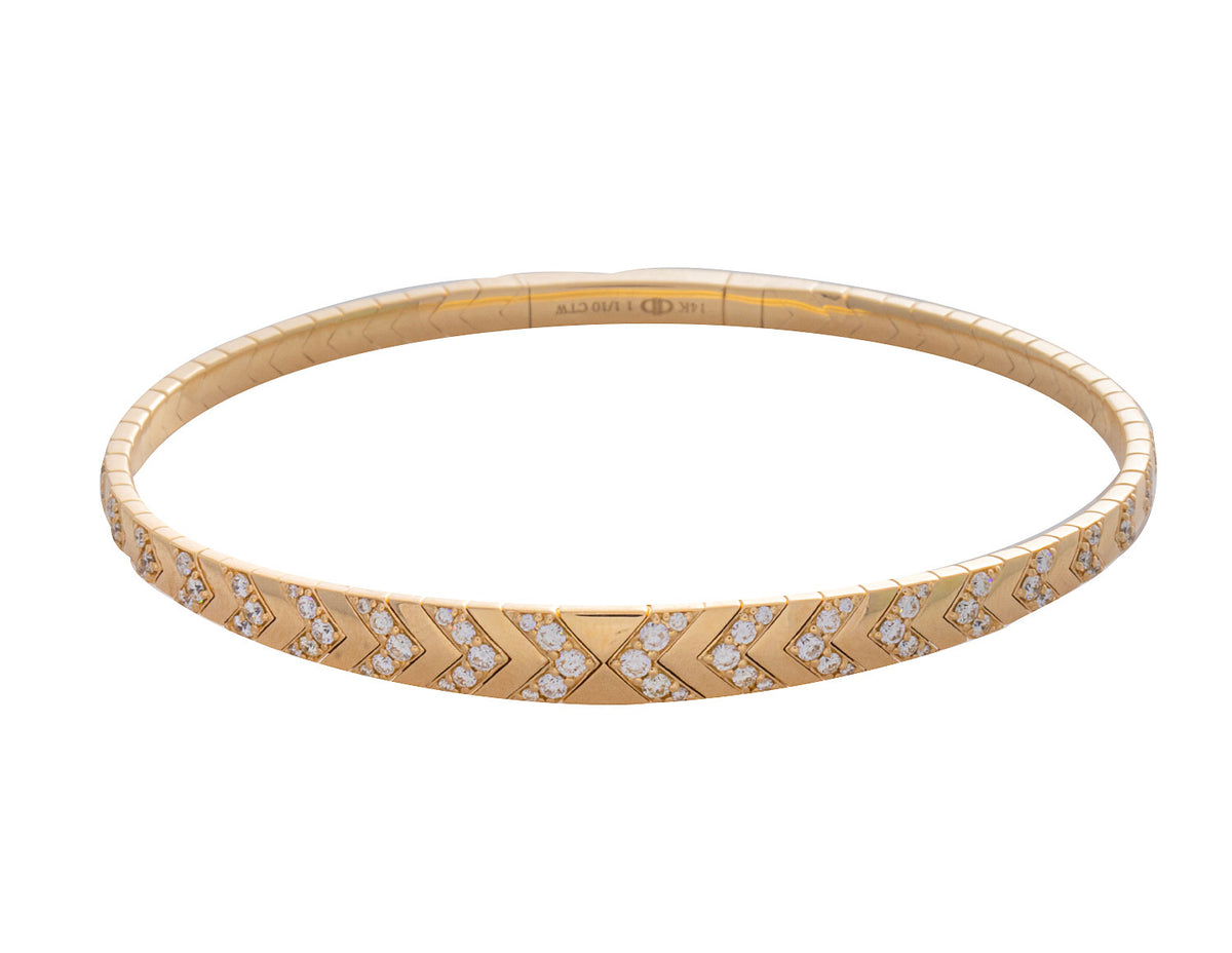1 1/10ct. t.w. Diamond Flexie Bangle Bracelet in 14K Yellow Gold