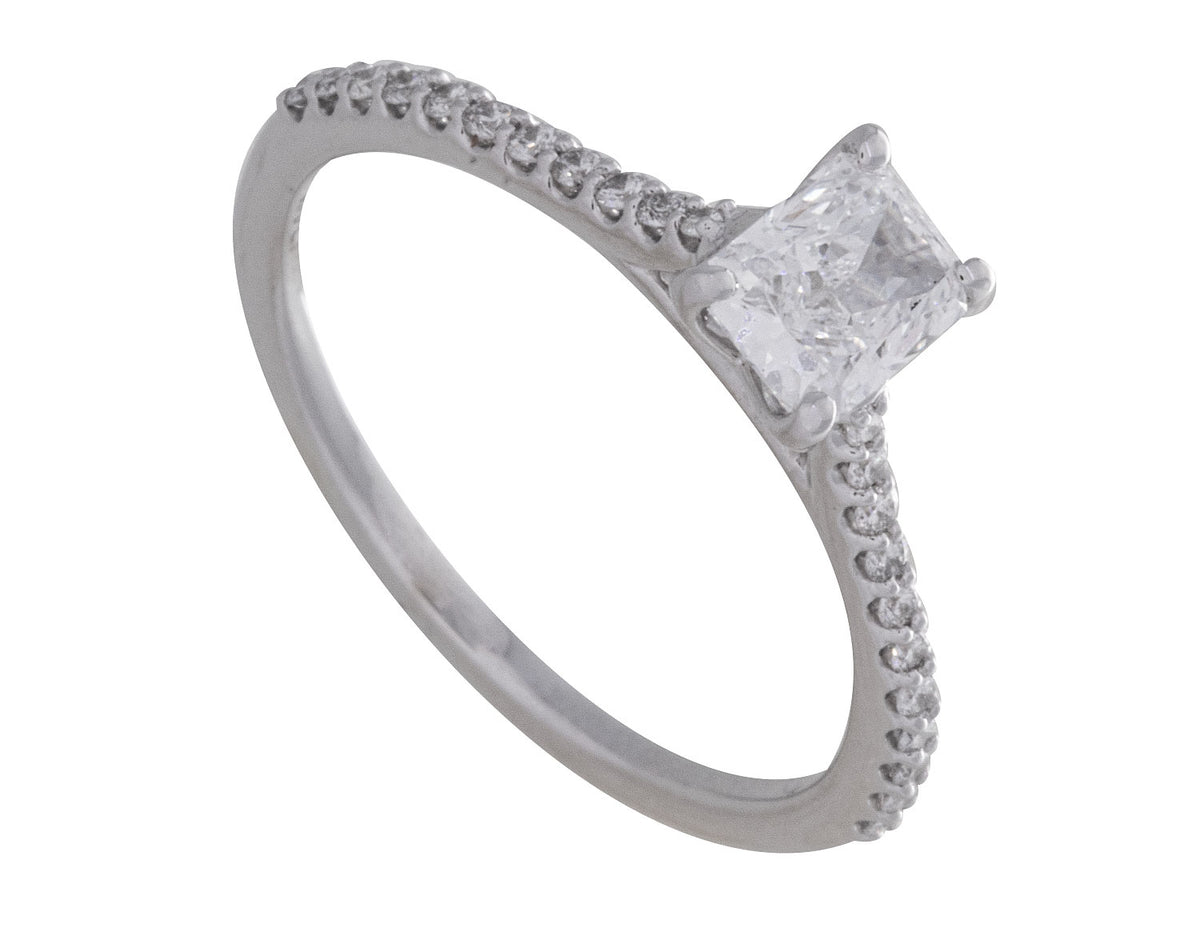 7/8ct. t.w. Radiant Cut Diamond Engagement Ring in 14K White Gold