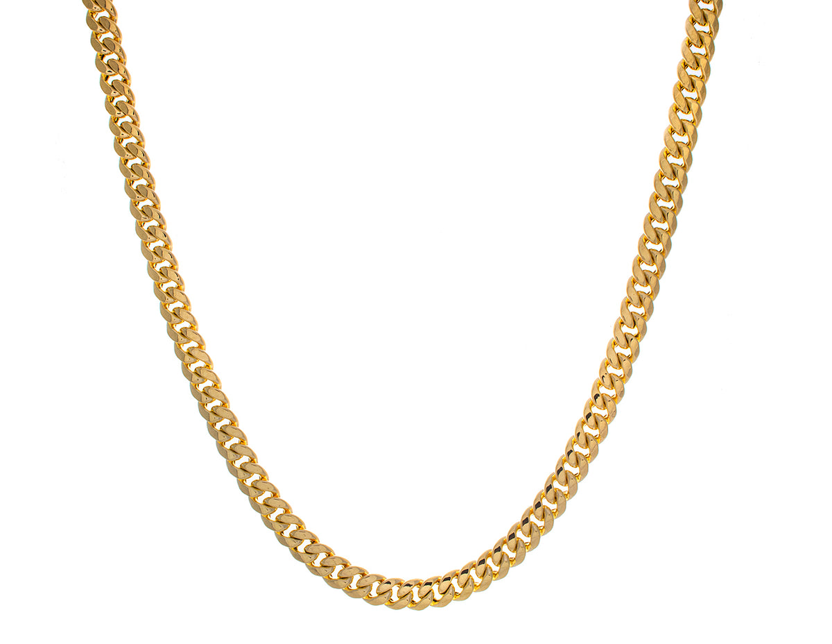 24" Semi-Solid Miami Cuban Link Chain in 10K Yellow Gold