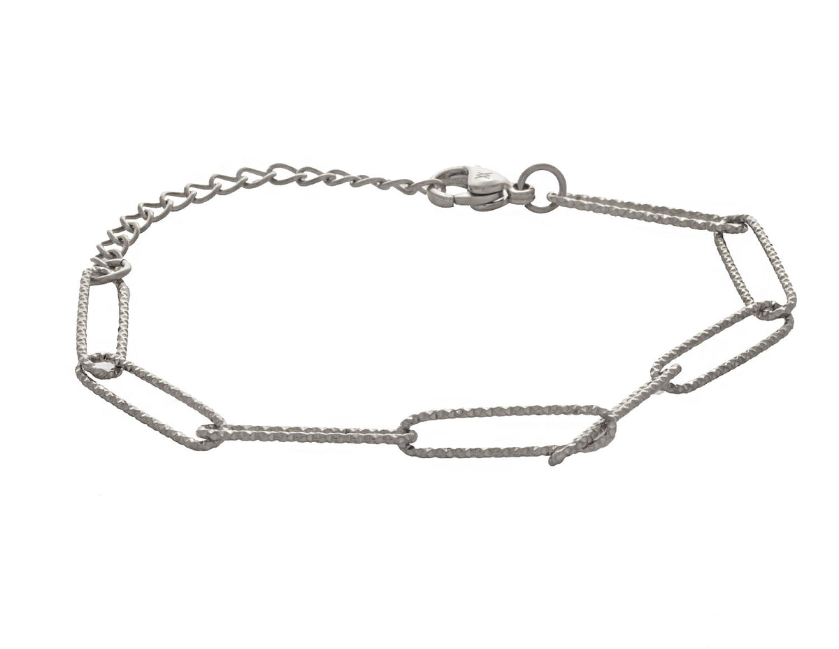 8" Stainless Steel Oval Sparkle Link Chain Bracelet