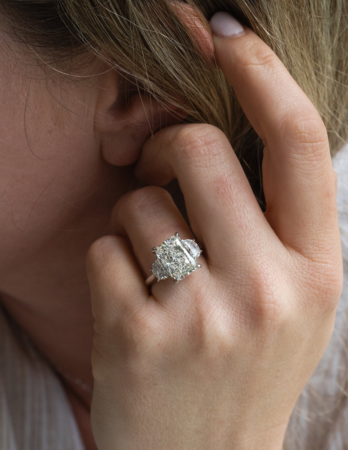 3 7/8ct. t.w. Radiant Cut Newborn Lab Created Diamond Engagement Ring in 14K White Gold