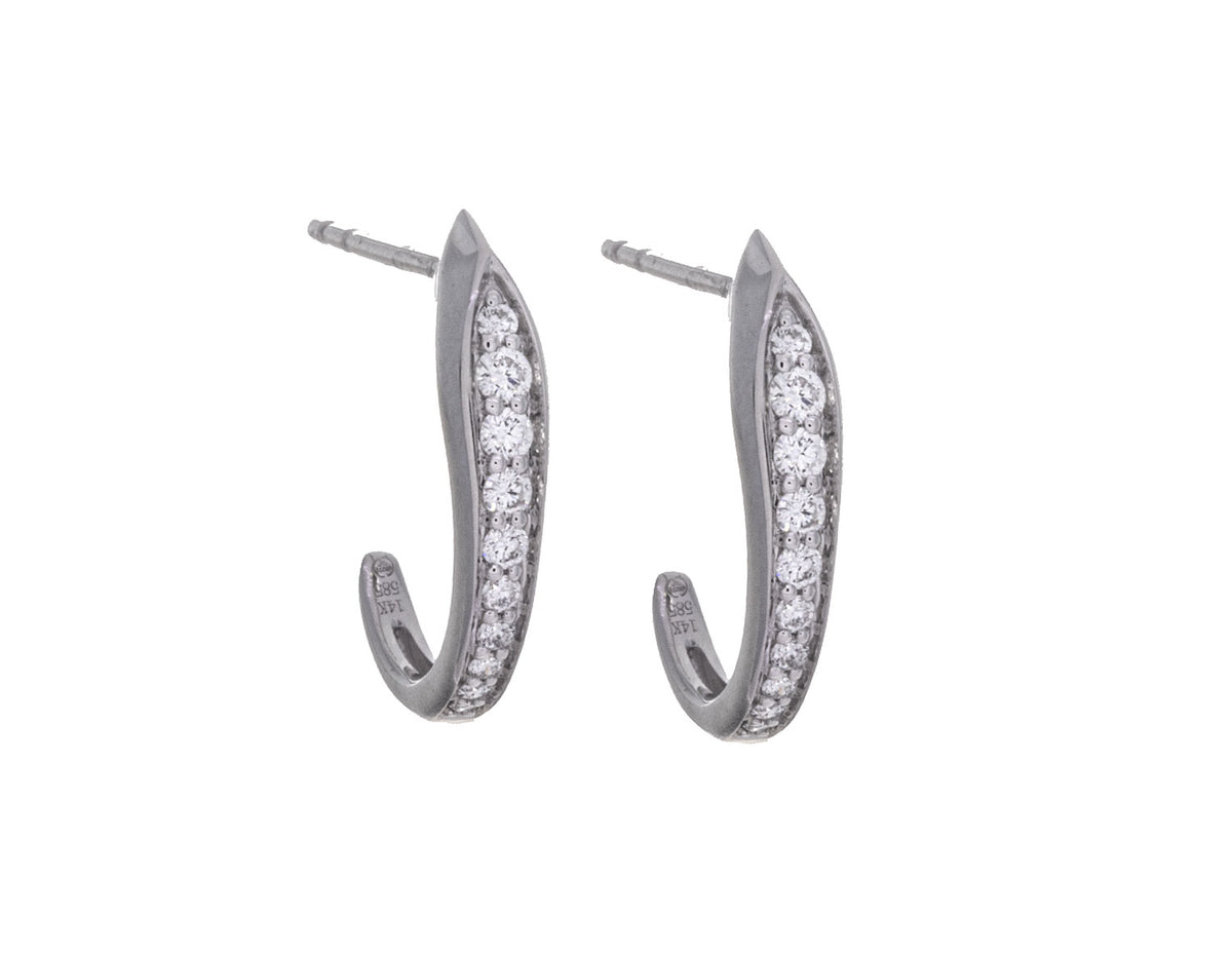 1/5ct. t.w. Diamond J-Hoop Earrings in 14K White Gold