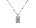 Stainless Steel Brushed-Polished Cross Dogtag Pendant