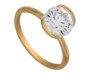 2ct. Marquise Cut Newborn Lab Created Diamond Half-Bezel Solitaire Engagement Ring in 14K Yellow Gold