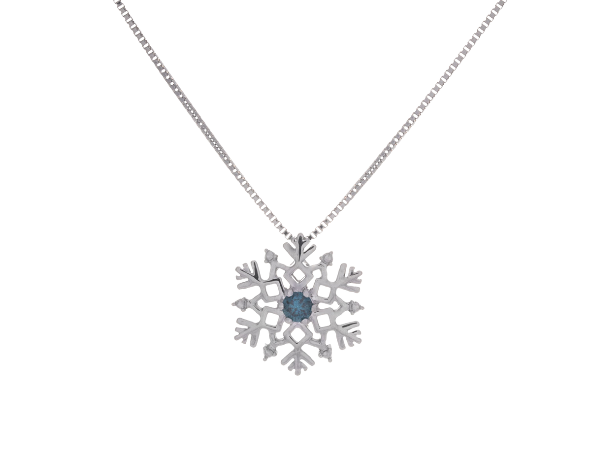 1/10ct. Blue Diamond Snowflake Pendant in Sterling Silver