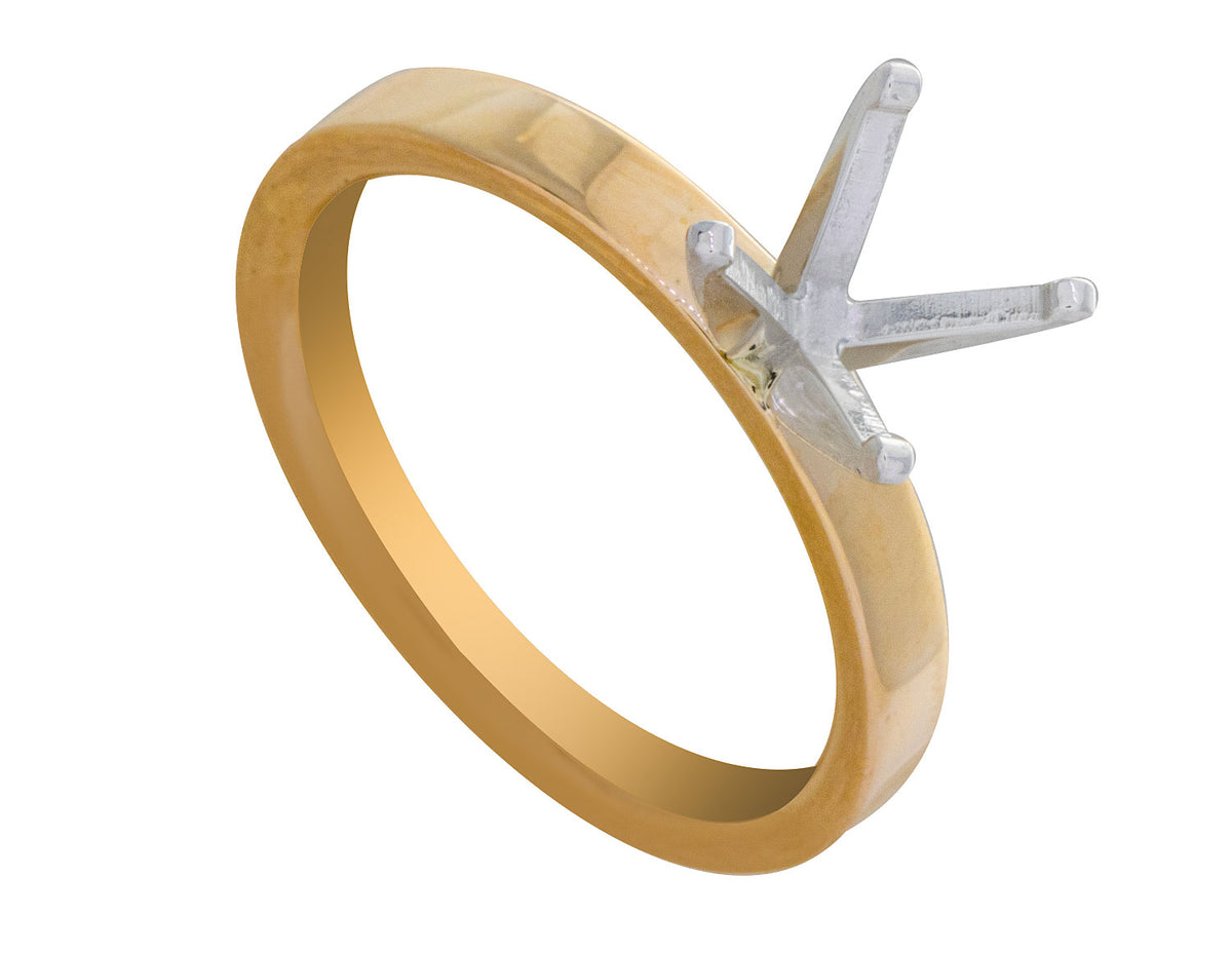 3mm Flat Solitaire Engagement Ring in 14K Yellow Gold
