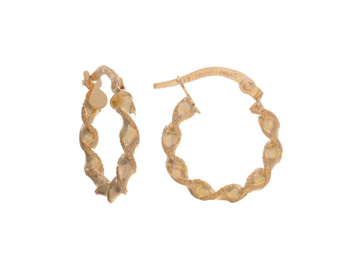 10K Yellow Gold Twisted Mini Hoop Earrings