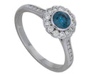 3/4ct. t.w. Blue and White Diamond Engagement Ring in 14K White Gold