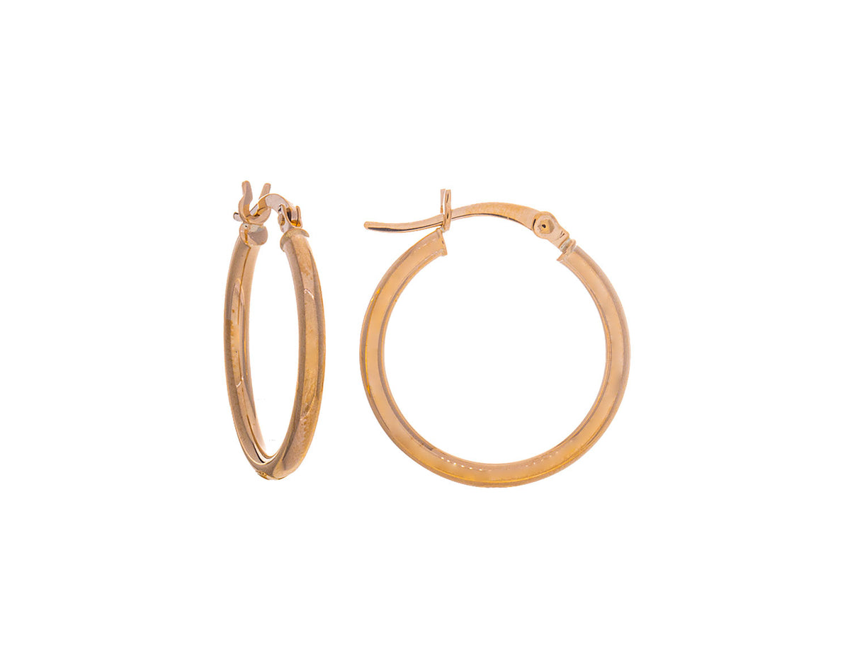 2x20mm Plain Hoop Earrings in 14K Yellow Gold