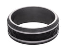 8.5mm Comfort Fit Gents Wedding Ring in 14K White Gold, Tantalum, and Carbon Fiber