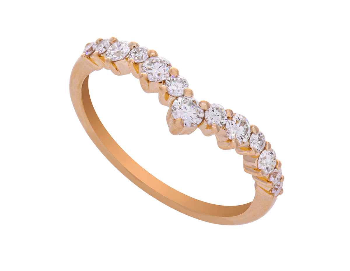 1/2ct. t.w. Chevron Diamond Anniversary Ring in 14K Yellow Gold