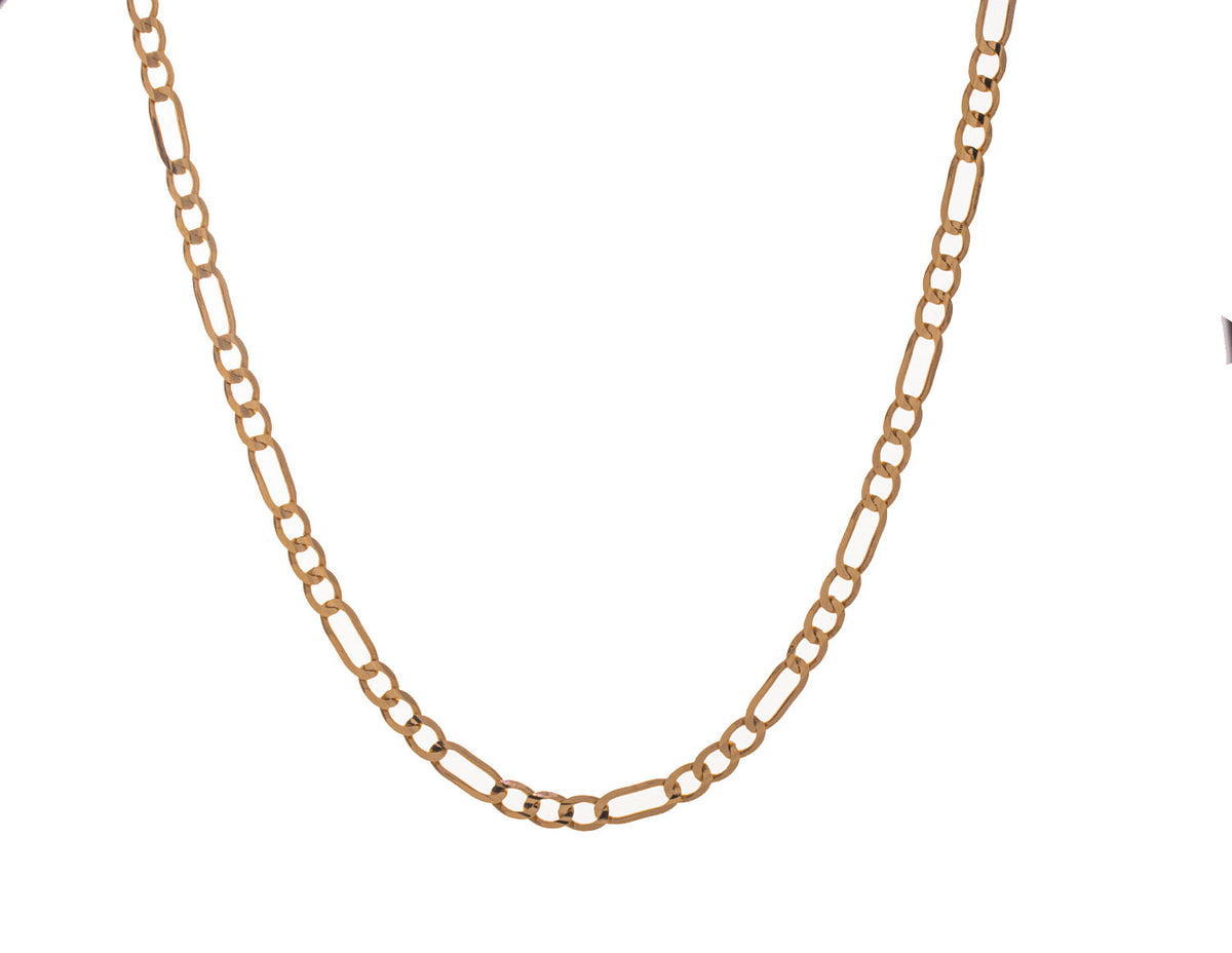 20" 3.25mm Solid Figaro Chain in 10K Yellow Gold