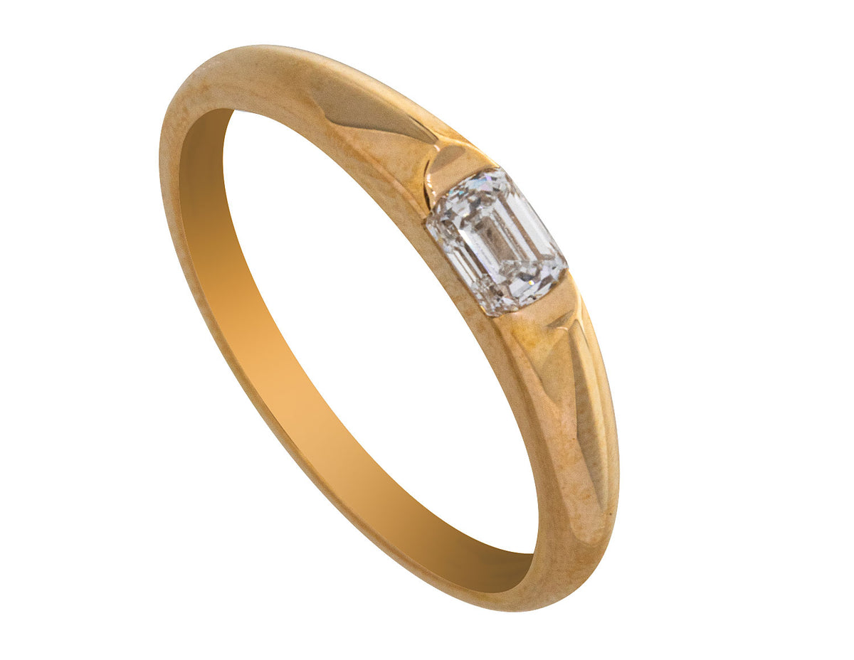 1/3ct. Emerald Cut Diamond East-West Fashion Ring in 14K Yellow Gold