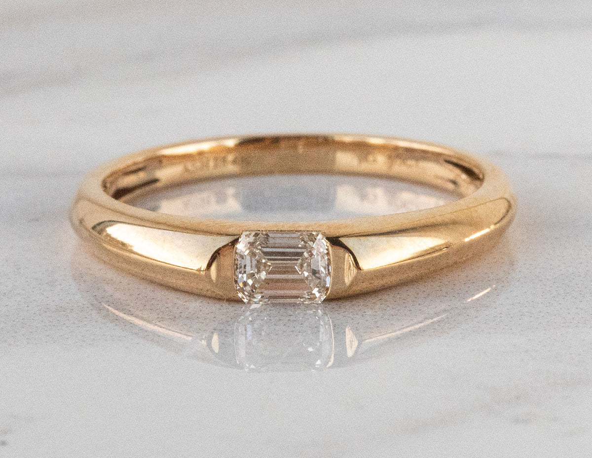 1/3ct. Emerald Cut Diamond East-West Fashion Ring in 14K Yellow Gold