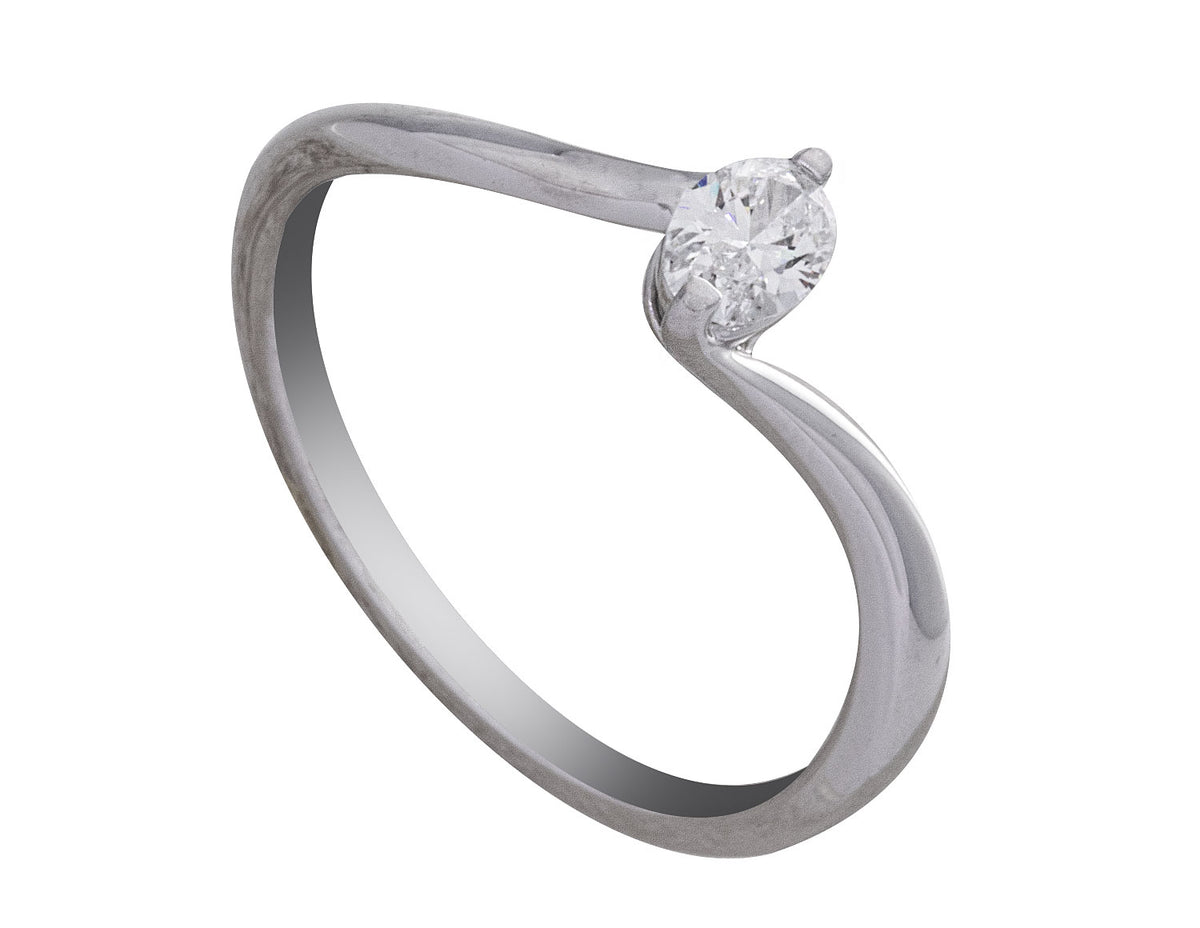 1/4ct. Oval Cut Newborn Lab Created Diamond Promise Ring in 10K White Gold