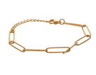 8" Gold Ion-Plated Stainless Steel Oval Sparkle Link Chain Bracelet