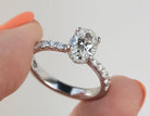 1 1/2ct. t.w. Oval Cut Newborn Lab Created Diamond Engagement Ring in 14K White Gold