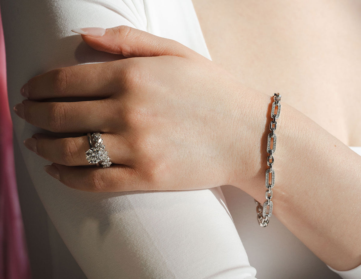 1/7ct. t.w. Paperclip Link Diamond Bracelet in Sterling Silver