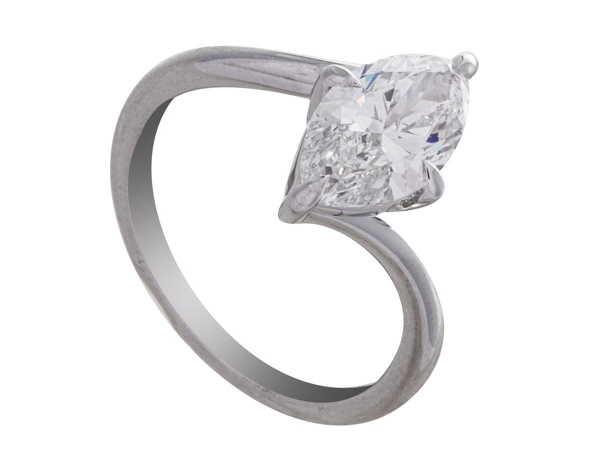2ct. Marquise Cut Newborn Lab Created Diamond Solitaire Engagement Ring in 14K White Gold