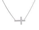 18" Sideways Mini-Cross Necklace in Sterling Silver