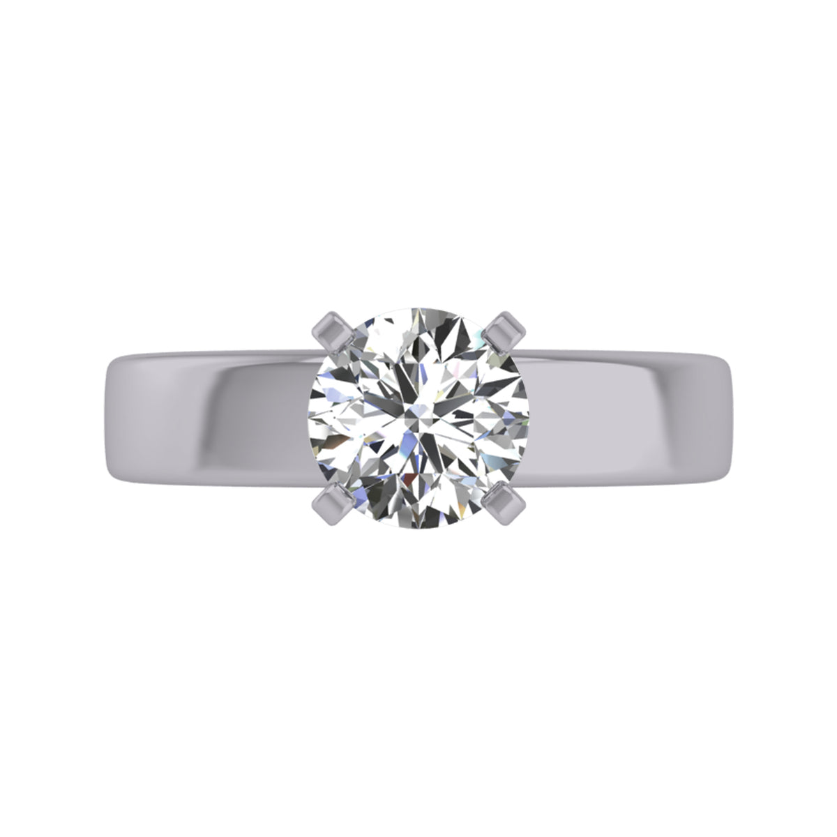 4mm. Solitaire Engagement Ring in 14K White Gold